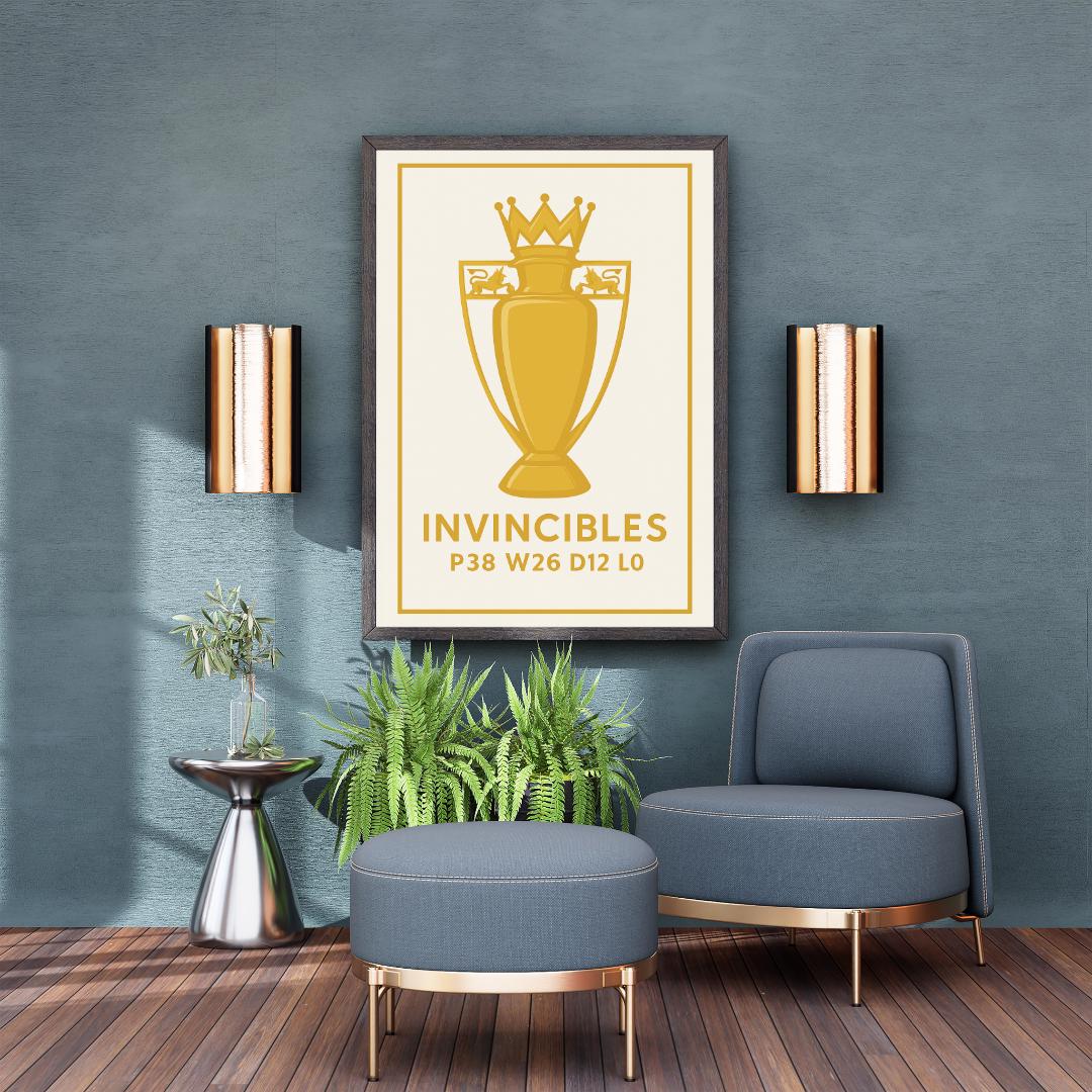 Arsenal Invincibles Poster – Gold Premier League Trophy A3 Print | 2003/04 Unbeaten Season Wall Art | Gooners Gift & Football Decor