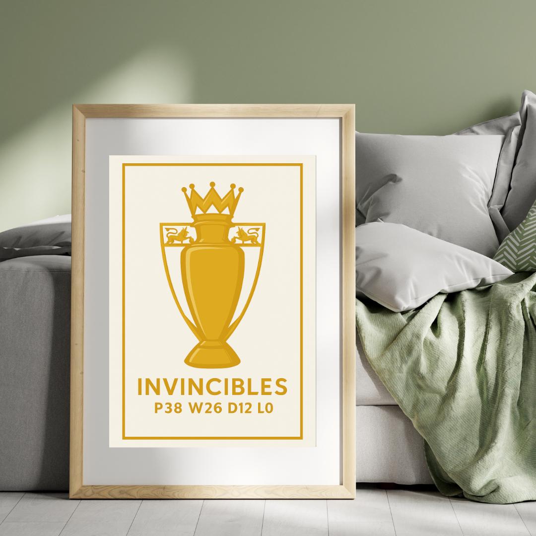 Arsenal Invincibles Poster – Gold Premier League Trophy A3 Print | 2003/04 Unbeaten Season Wall Art | Gooners Gift & Football Decor