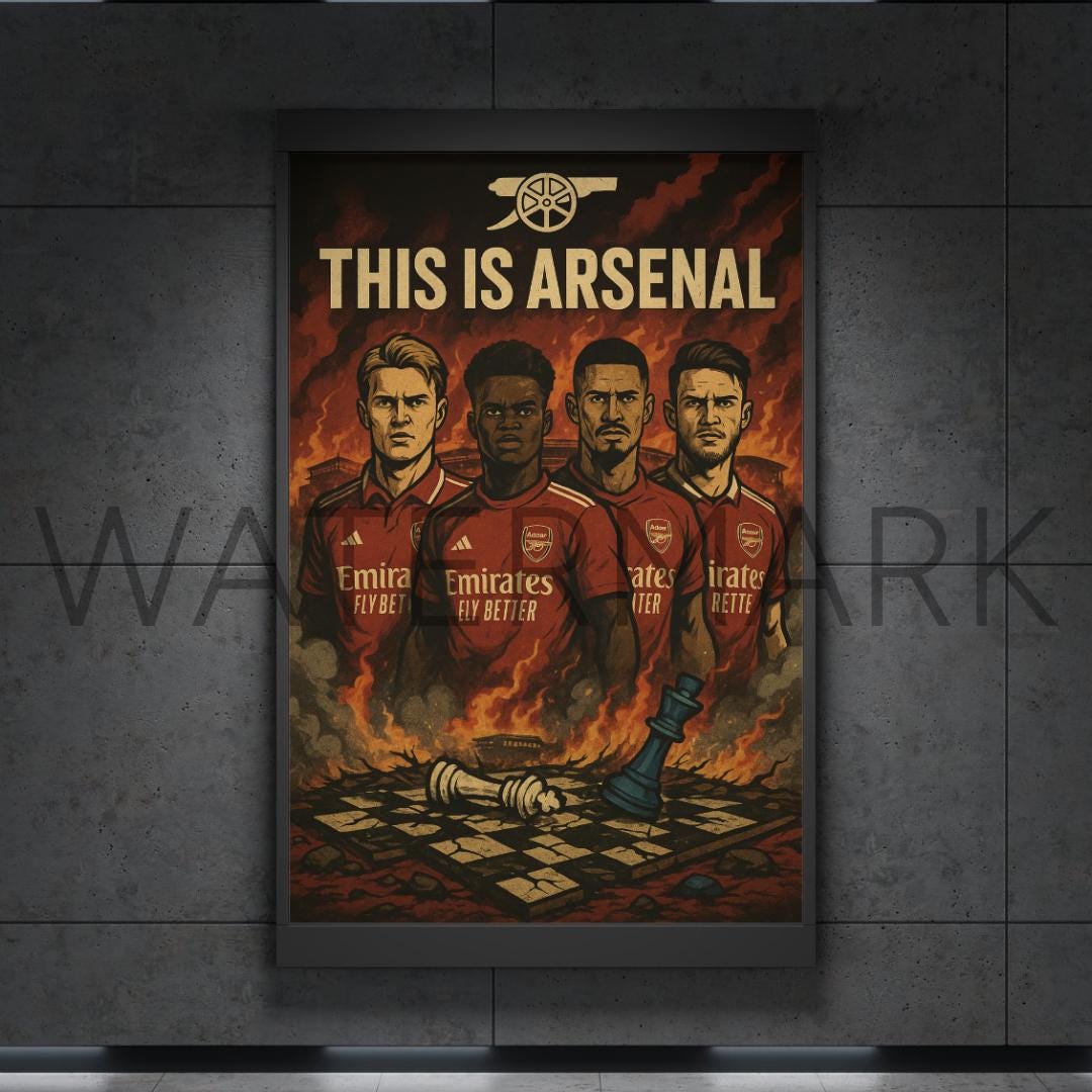 THIS IS ARSENAL A3 Print – Ødegaard, Saka, Rice, Saliba Poster, Arsenal Wall Art, Gunners Home Decor, Chessboard Matchday Gift