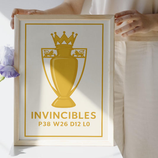 Arsenal Invincibles Poster – Gold Premier League Trophy A3 Print | 2003/04 Unbeaten Season Wall Art | Gooners Gift & Football Decor