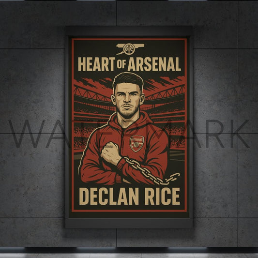 Declan Rice Arsenal Poster – Arsenal Football Wall Art, Gift for Gunners Fans, Emirates Stadium Decor, Instant Download