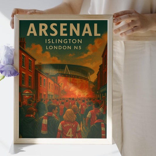 Arsenal Matchday Poster Print – Emirates Stadium Wall Art | Islington N5 Football Decor Gift for Gooners & Kids Bedrooms